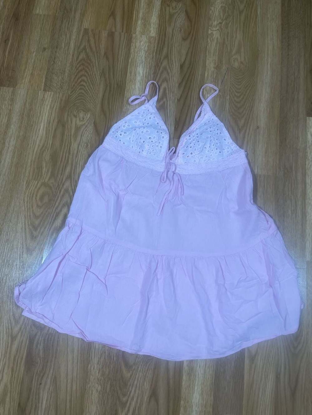 Princess Polly Nicoletta Light Pink Eyelet Embroidered Babydoll Mini Dress